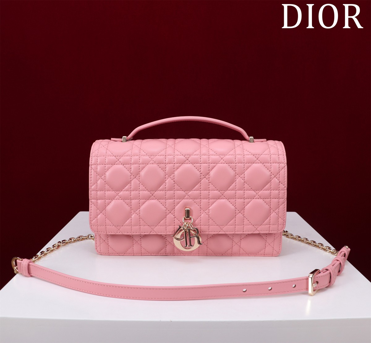 My Dior Top Handle Bag Pink Cannage Lambskin